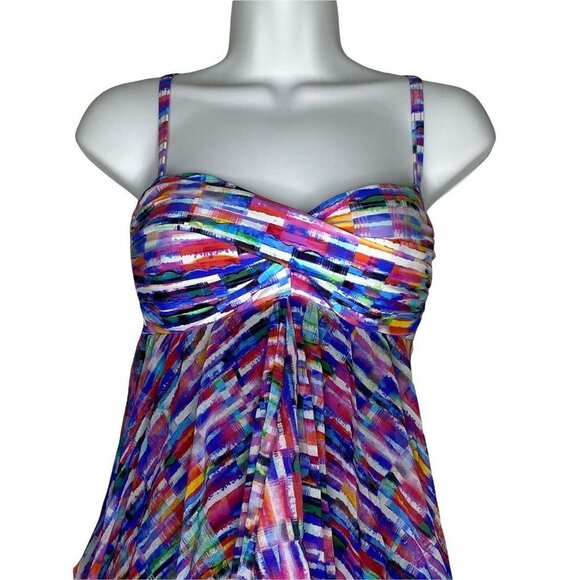 Profile by Gottex Woman's  Tricolore Printed Flyaway One-Piece Swimsuit US 8 - Picture 3 of 9